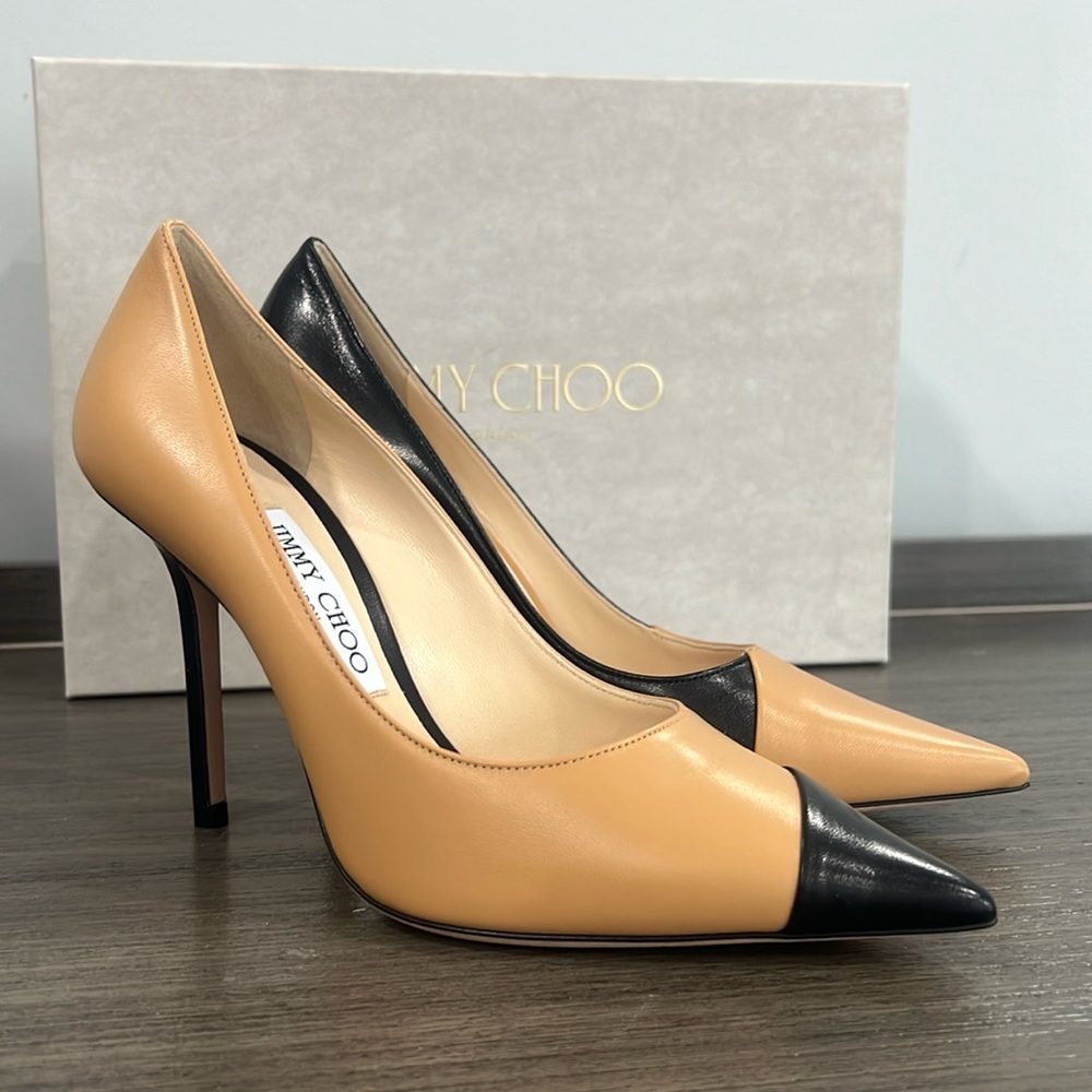 Jimmy Choo Love 100 2 Tone Nude Black Pumps Size 36.5/ 6.5